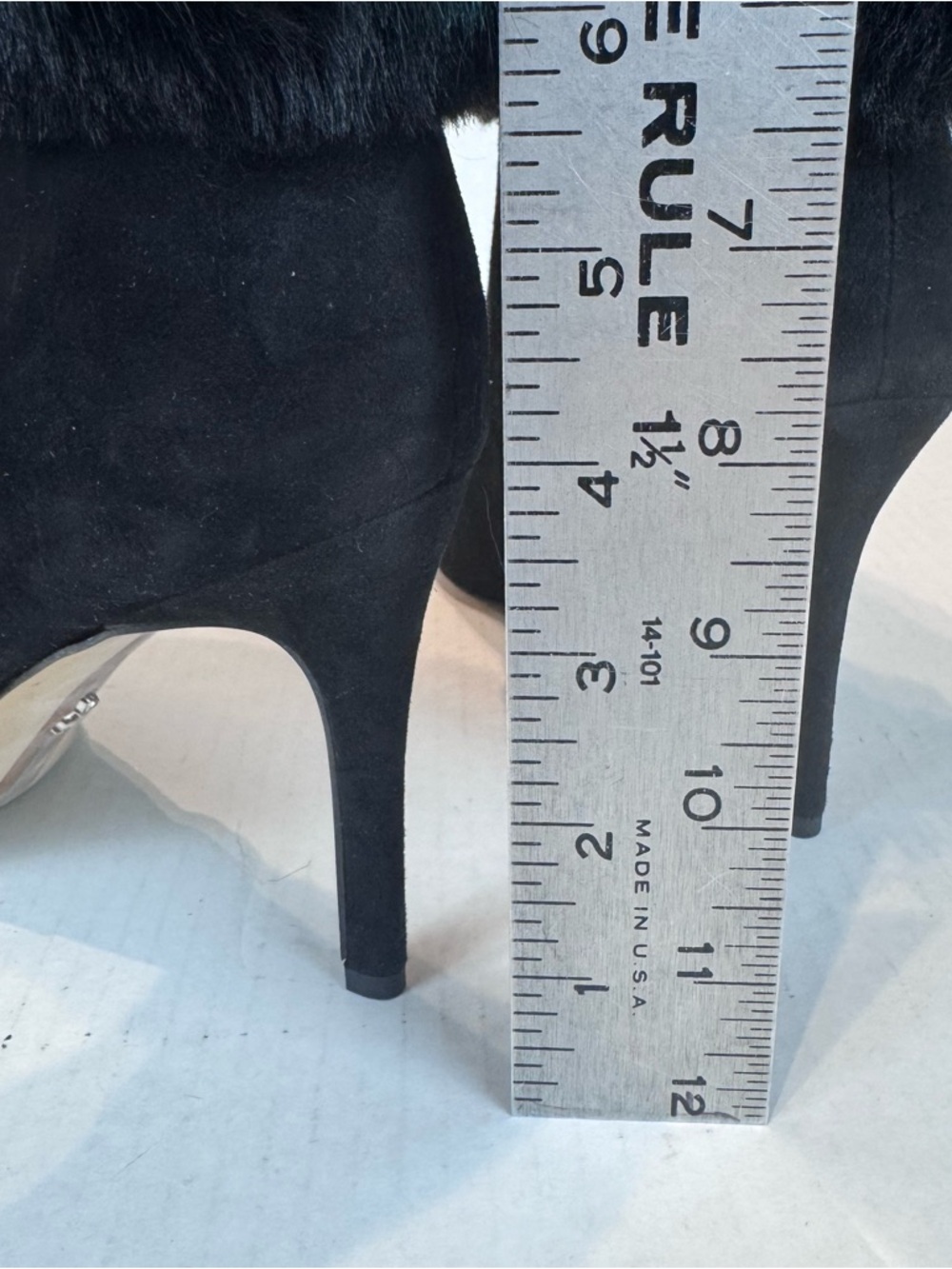 Sam Edelman OLEANA Heeled Booties Size 9 Black Green Faux Fur Real Suede Boots - Picture 8 of 13